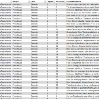 Biblia en Español en Excel – Base de Datos Bíblica Completa con 31,101 Versículos